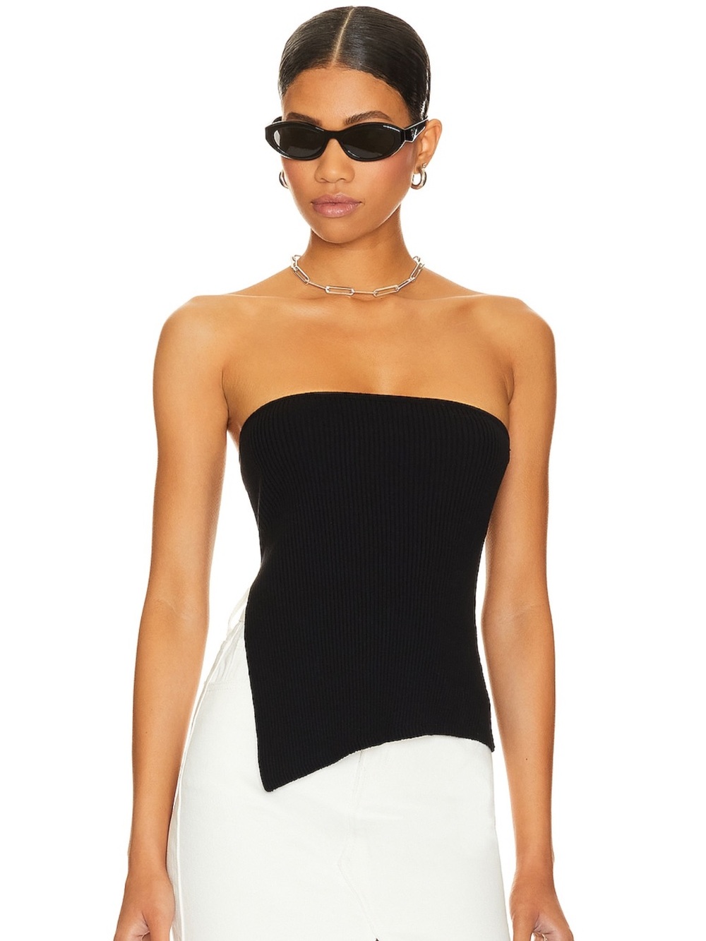 Classic Strapless Ribbed Tube Camisole - Black